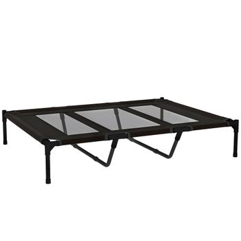 PawHut Cama Elevada para Perros Grandes Cama para Perros con Zona de Malla Transpirable y Bolsa 122x92x23 cm Negro