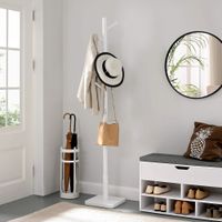 2 percheros de madera maciza con 8 ganchos de color blanco