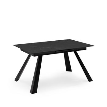 Mesa extensible porcelánica arabella de 140cm tapa negro patas negro
