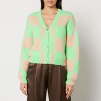 stine goya amara checked intarsia-knit cardigan - m