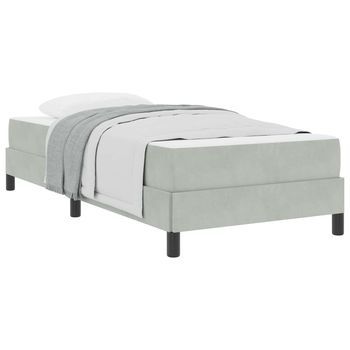 Cama Individual | Cama Para Adulto | Cama Tipo Box Spring Con Colchón Gris Claro 80 X 220 Cm Tela