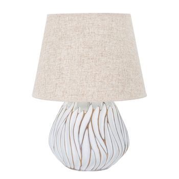 Lámpara De Mesa En Resina Blanca Con Pantalla Beige Ø Cm 35x48