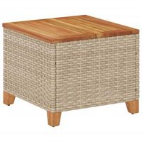 mesa de jardin  mesa de exterior ratan sintetico madera acacia beige 45x45x37 cm