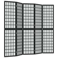 biombo plegable con 5 paneles estilo japones negro 200x170 cm vidaxl