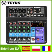 teyun mezcladora de audio de 6 canales y 24 efectos digitales consola de mezcla de sonido bluetooth portatil reproductor usb para guitarra grabacion en computadora estudio a6