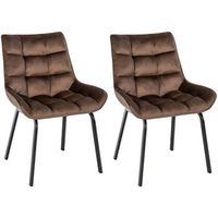 lote de 2 sillas de comedor saranda terciopelo marron 57x58x84 cm clp