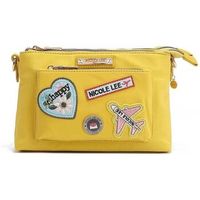 nicole lee bandolera bolso cruzado acordeon con parches de colores amarillo para mujer