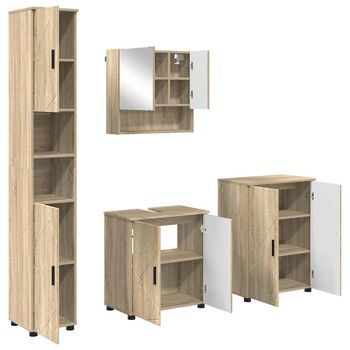 Juego De Muebles De Baño 4 Uds. Roble Sonoma 61 X 35 X 64 Cm Vidaxl