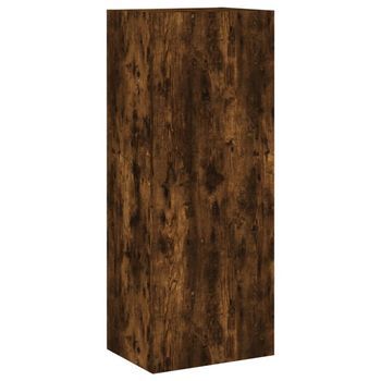 Mueble De Tv De Pared Madera Roble Ahumado 40,5x30x102 Cm Vidaxl