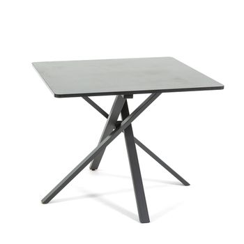 Mesa cuadrada 90x90 cm con patas de metal y tablero efecto granito
