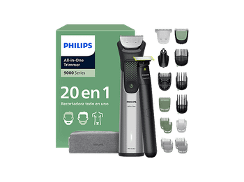 Afeitadora corporal - Philips MG9558/15, 20 Accesorios, 120 min Autonomía, Cara, Cabeza y Cuerpo, Peine-guía de precisión alta calidad, Gris