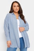 yours camisa azul con lino estampado milrayas mujer curvy y tallas grandes yours