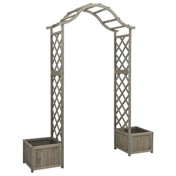 Pérgola De Jardín Con Jardinera Madera Maciza De Abeto Gris