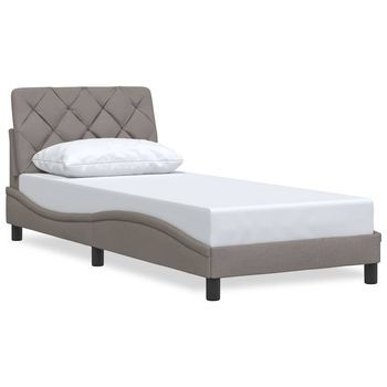 Cama Individual | Cama Para Adultos | Estructura De Cama Sin Colchón Tela Gris Taupe 80x200 Cm