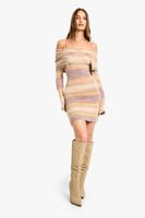vestido jersey de rayas con escote bardot multi