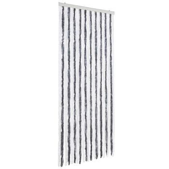 Cortina Mosquitera Gris Y Blanco Chenilla 90x200 Cm Vidaxl