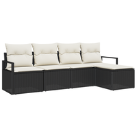 conjunto de sofa de jardin de 5 uds con cojines negro poliratan cfw589511