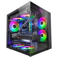 mars gaming mcv-one caja gaming atx doble cristal templado continuo ventilador trasero frgb 12cm estructura doble camara semitorre pc compacta soporte refrigeracion liquida hasta 240mm  caja pc
