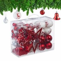 bolas para arbol de navidad en un juego de 103 piezas - whiteredsilver - 14x32x245cm