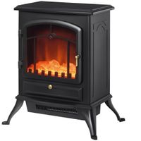 homcom chimenea decorativa con efecto de llama termostato y proteccion contra sobrecalentamiento 45x28x54 cm negro   aosom espana