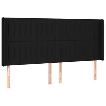 Cabecero Cama Mueble De Dormitorio Con Led De Tela 203 X 16 X 118/128 Cm Negro M02_0001199