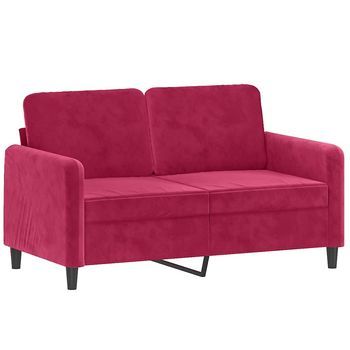 Sofá De 2 Plazas De Terciopelo Rojo Tinto 120 Cm Vidaxl