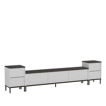 Mueble Tv Imaj Blanco Negro Oro