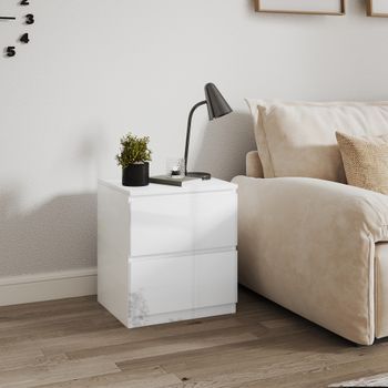 Mesita De Noche De Melamina De Madera Homcom 40x34x45 Cm Blanco