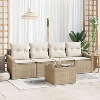 set de sofa de jardin de 5 piezas con cojines beige de polirratan v1778 unico  beige