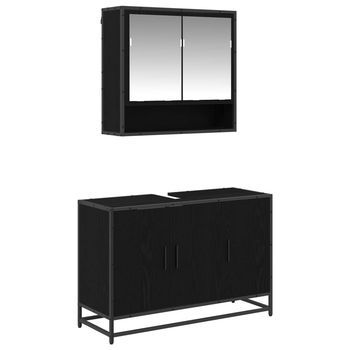 Juego De Muebles De Baño 2 Uds. Roble Negro 90 X 33 X 60 Cm Vidaxl