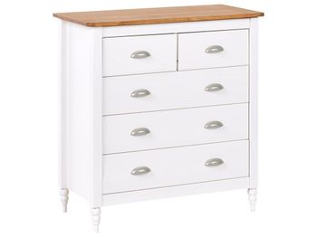 Cómoda de 5 cajones  madera de pino blanco