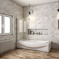 mampara de banera abatible tres hojas 3 veces plegable 130x140cm aica