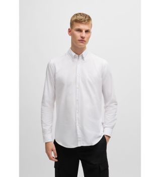 BOSS para hombre. 50519707 Camisa Rickert blanco (M), Casual, Algodón, Clásico, Manga larga