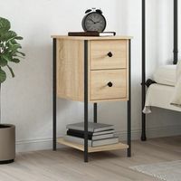 mesita de noche - mueble para dormitorio - madera y hierro - roble sonoma 32x42x70cm