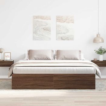Estructura De Cama Roble Marrón 200x200 Cm Vidaxl