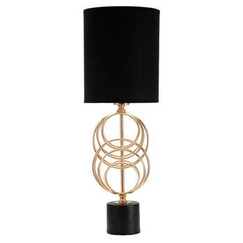 Lámpara De Mesa En Metal Dorado Con Pantalla Negra Ø Cm 20x58,5