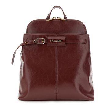 mochila efecto piel brillante con bolsillo delantero y trasero bordeaux taglia unica