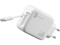 cargador movil - cellularline roll gan 30 w cable retractil usb c universal blanco