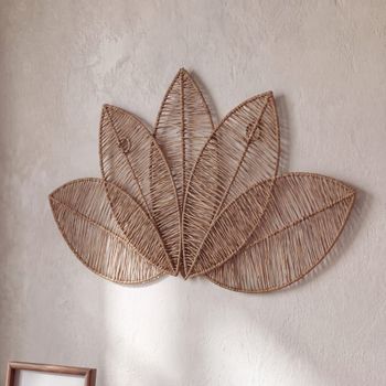 Decoración de pared con hojas de yute, 69x36 cm