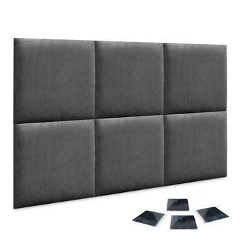 Dhome Juego De 6 Paneles Tapizados De Tela Autoadhesivos Para Pared Acústicos Absorbentes Protección Impactos Cabeceros (gris Ceniza, 50x50cm, X6)