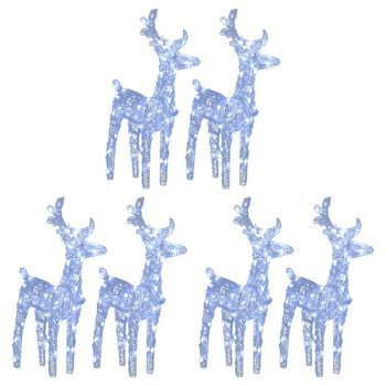 Renos De Navidad 6 Unidades 240 Led Blanco Frío Acrílico Vidaxl