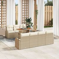 juego de comedor de jardin de 8 piezas con cojines beige ratan poliester v6602 unico  beige