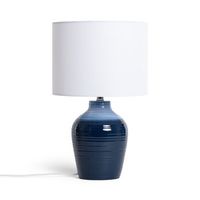lampara de mesa de ceramica botijo azul oscuro