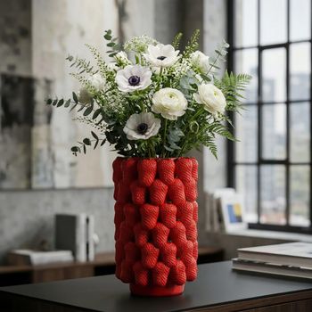 Jarrón de fresas de resina roja ø 20x32 cm