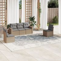 conjunto de sofas jardin con cojines 5 uds  mueble jardin mesa y sillas ratan sintetico beige cfw284957