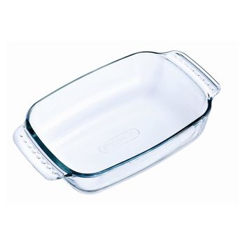 Fuente rectangular con asas vidrio 22x13x5 cm