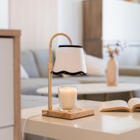 lampara para velas con temporizador poliester beige