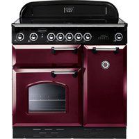 rangemaster classic 90e electric induction range cooker - cranberry  chrome cranberry