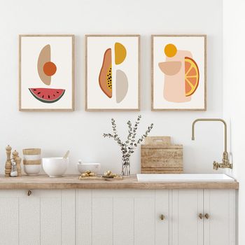 Set de 3 cuadros 209, marco premium chapado en roble, 50x70 cm