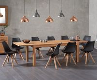 verona 150cm solid oak extending dining table with oscar faux leather square leg chairs